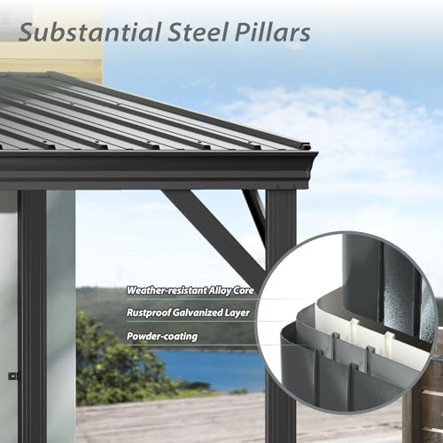 Domi 10x14 Lean-to Hardtop Gazebo Review: Wall-Mounted Patio Shelter with Gutter System image 22
