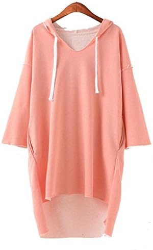 Cute Club Women's Solid Hoodie Pullover V Neck Loose Cropped Sweatshirts Red