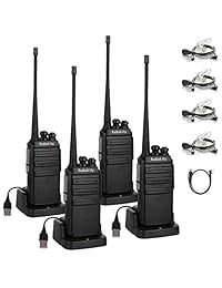 Radioddity GA-2S Radio UHF bidireccional de largo alcance recargable con carga micro USB + auricular acústico con aire + 1 cable de programación gratis, 4 paquetes