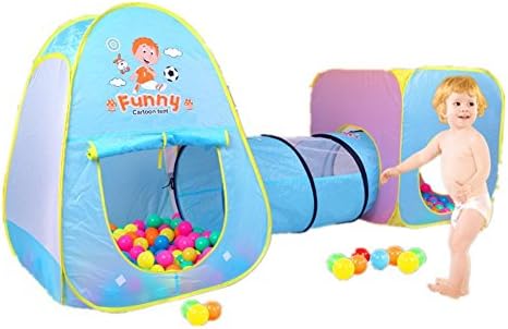 Baby Play House Tent Tunnel Boys and Girls Pop up Kids Ball Pit Pool Indoor and Outdoor Play Tent and Tunnel Easy Folding Cute 3 in 1 Play House Children's Playground with Zippered Storage Bag
