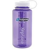 Nalgene Wide Mouth Bottle, 16oz, Purple Bottle with White Cap, Single