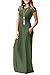 VIISHOW Women's Short Sleeve Loose Plain Maxi Dresses Casual Long Dresses Maternity Dresses with Pockets（Army Green,X-Large）