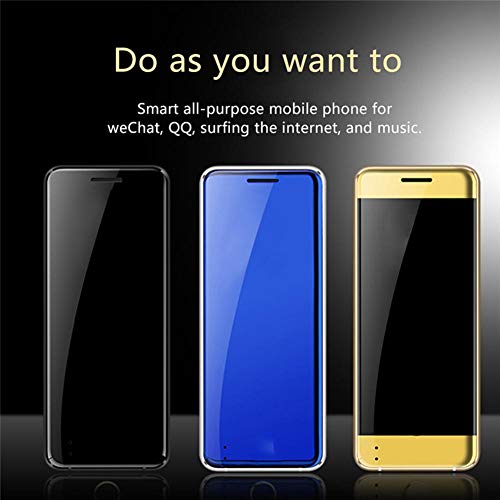 Mini Ultra-Thin Mobile Cell Phone Dual-SIM Smartphone with Phone Cover and Screen Film Full Touch Screen Small Mobile Phone for Students Elder Child (Blue)