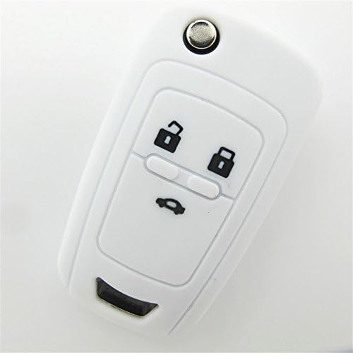 Hwota 3 Buttons Silicone Cover Holder Flip Remote Key Case for CHEVROLET Camaro Cruze Equinox Malibu Sonic Volt Spark -White