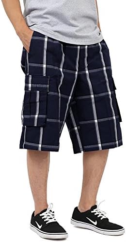 Shaka Wear Plaid Cargo Shorts for Men, Sizes S-5XL
