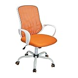 GreenForest Office Chair Mesh Mid-Back Swivel Task Chair with Special Design Back,White-Orange