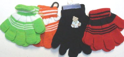 Set of Four Pairs One Size Stretch Magic Gloves for Children Ages 1-4 Years