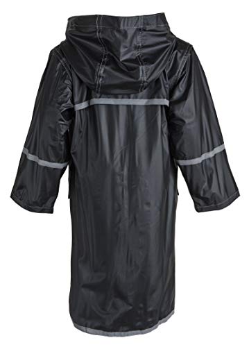 Kid's Rain Jacket:Big Girls Kids Waterproof Full Length Long Hooded Raincoat Jacket for Children - Black (Large) - Thumbnail 2