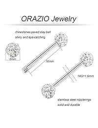 ORAZIO 11   13 piezas 14G acero inoxidable pezones lengua ombligo ombligo anillos CZ ópalo Barbell cuerpo piercing joyería