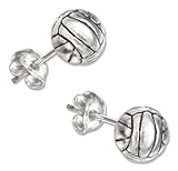 Sterling Silver Mini Volleyball Earrings on Hypo-allergenic Steel Posts and Nuts