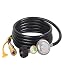 SHINESTAR 12ft Propane Hose Regulator with Tank Gauge for Mr.Heater Big Buddy Heater - 3/8in Female Quick Connect x QCC1 Propane Tank Connection, Quick Connect Hose with Regulator for Radiant Cabinet