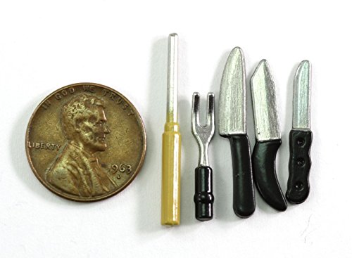 Dollhouse Miniature 1:12 Scale 5 Pc Kitchen Knives SET #G8226