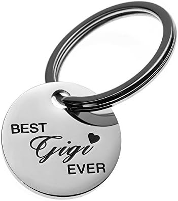 Stainless Steel Stamped Charm Key Tag Keychain Pendant Key Ring for Family Relatives Gift