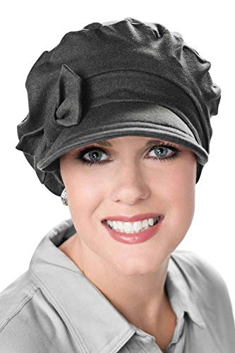 Versatility Newsboy Hat-Caps for Women with Chemo Cancer Hair Loss Luxury Bamboo - Charcoal - Thumbnail 2