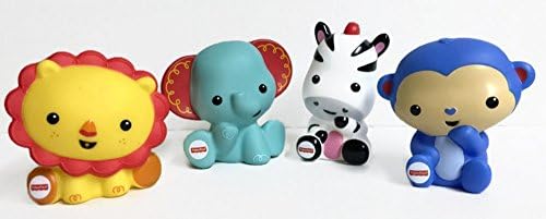Fisher Price Baby Bathtime Squirter Bundle includes 4 items: 1 Safari Elephant, Lion, Monkey, and Zebra