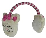 N'Ice Caps Girls Cute Kitty Face Soft Velboa Padded Adjustable Earmuffs (One Size, White/Pink)