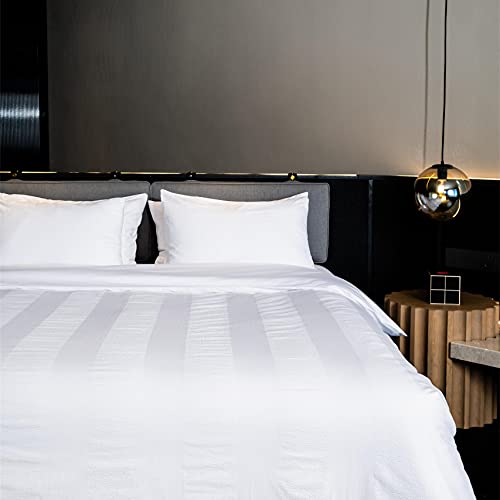 JOOSING Duvet Covers Queen Size White Striped Duvet Sets Egyptian