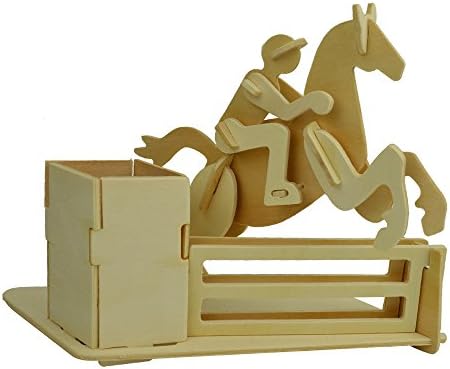 Smilelove 3D Wdooden Pen Container Jigsaw Puzzle -Smilelove 3D Wooden Puzzle Toy- Home Office Decorative Horse Riding Pen Container