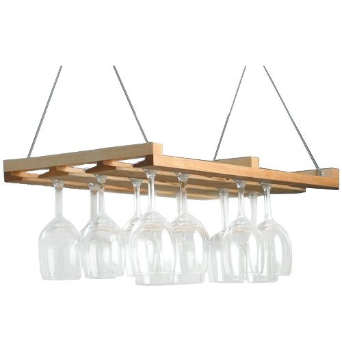 Click Here to See More Images J.K. Adams Ash Wood Hanging Stemware Rack, 24-inches by 13-inches, 18-24 Glass Capacity