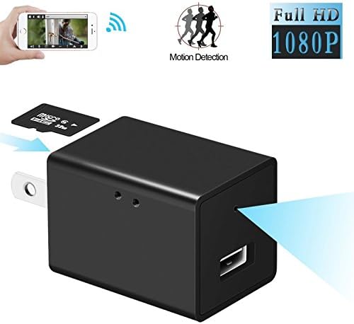 Vakey Wifi Hidden Camera, 1080P HD Mini Spy Camera USB AC Wall Charger Adapter Nanny Cam with Motion Detection