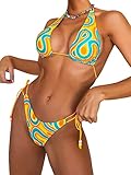 SOLY HUX Women's 2 Piece Swimsuits Printed Halter