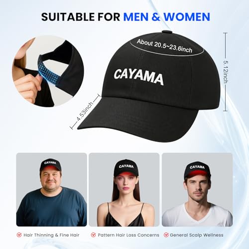 CAYAMA Red Light Hair Growth Cap for Men & Women, 528 Total Light Emitters, Rechargeable Controller, 4 Modes with Adjustable 10–20 Min Timer, At-Home Scalp Care (No Need Plug)