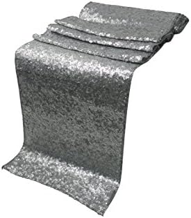 Elina Home Pack of 1 13" x 108" Sequin Table Runner, Silver Grey