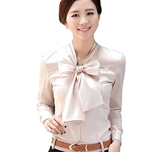 Aro lora women s long sleeve slim fit bow-tie silk shir…