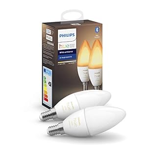 Philips Hue White Ambiance Smart-Lampen, E14, met Bluetooth, Koud tot Warm Wit, 5,2 W, 2 Stuks