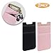 SHANSHUI Card Holder for Back of Phone, Adhesive Stretchy Fabric Lycra Double Slots Credit Card Sleeves Stick On Wallet Pocket Compatible for iPhone and Most Smartphones(Black&Pink)