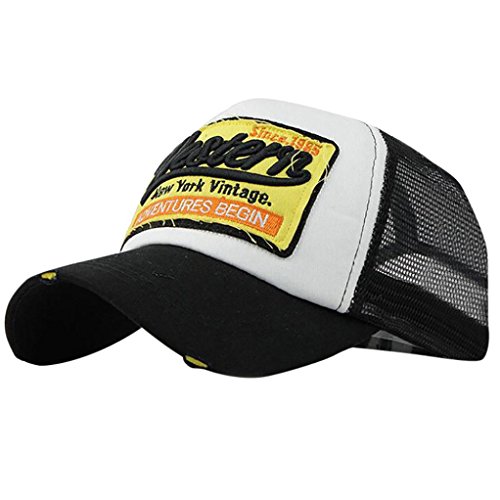mokao Summer Embroidered Cap Mesh Hats Casual Hats Hip Hop Baseball Caps For Men Women (Black) - Thumbnail 2