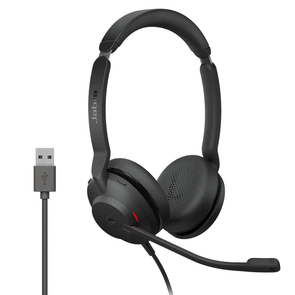 Jabra Evolve2 30 Headset - Stereo headphones with noise cancelling - Certified for Microsoft Teams - with 2-microphone call technology - USB-A cable - Black