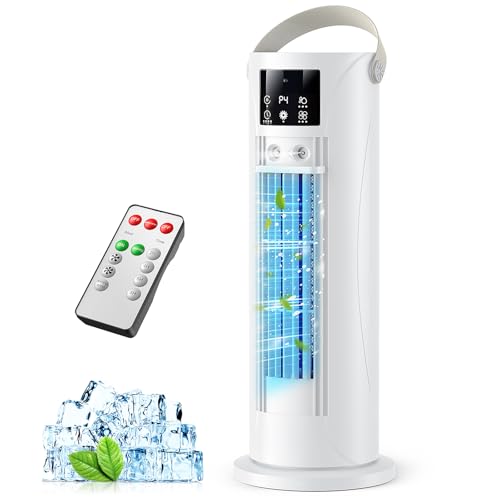 Mobile Air Conditioner - Mini Air Conditioner with Cooling and Humidification Function, Water Mist Technology, 4 Adjustable Timer Levels, 120° Swivel Air Outlet, for Home, Office, Bedroom, White