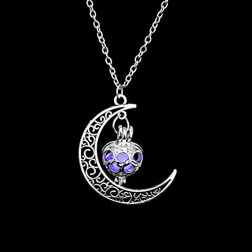 LBZDR Necklace Silver Charm Luminous Pendant Necklace Women Moon Glowing Stone Necklace Christmas Necklaces Jewelry Gifts