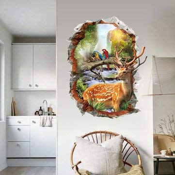 Three-D Alces Alces Palisade Gummed Label - Miico Creative Pvc Wall Sticker Decor Art Removable Elk Decal - Pary Fence European