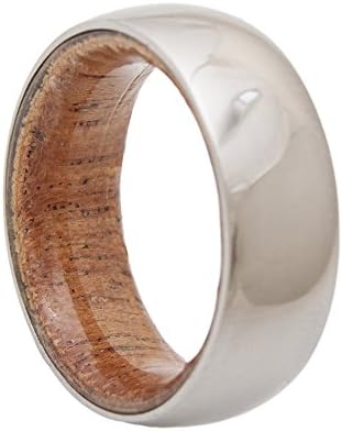 Wood Wedding Band with Titanium and Mahogany Wood man woman ring jewelry