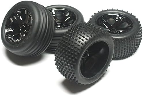 RUSTLER VXL TIRES (F/R TYRES WHEELS (4) 3770, 3772A, 5576, 5563 TRAXXAS 37076-3