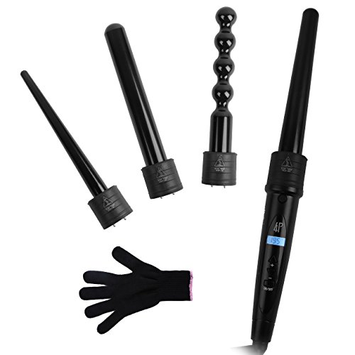 Curling wand 4 in 1 hair waver curling irons sets with interchang…