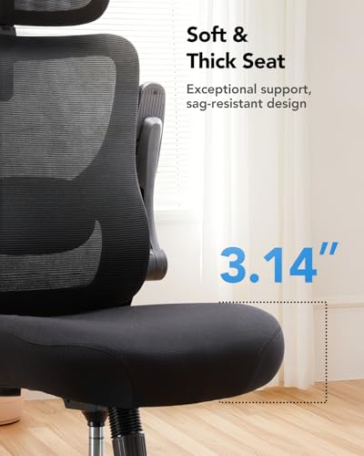 HUANUO Chaise Ergonomique, Chaise de Bureau PC avec Soutien Lombaire et Appui-tête Réglable, Fauteuil de Bureau Confortable avec Accoudoirs 3D, Chaise de Bureau Ergonomique, Charge Max 136 kg