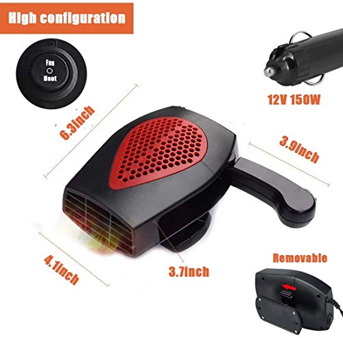 Portable Car Heater, 12V Car Fan Defroster Automobile Heater Warmer and Defroster 2 in 1 Heating Cooling Function Windshield Demister Defroster (Black) - Thumbnail 4