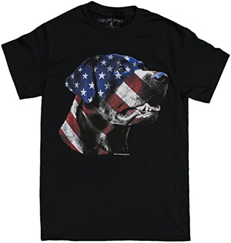Men's Patriotic Dog Lovers Labrador Retriever USA Flag Dog T-Shirt (Large)