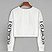 Women Teen Girls Long Sleeve Striped Crop Top Sweatshirt Pullover Cute Tops T Shirt (S, White)