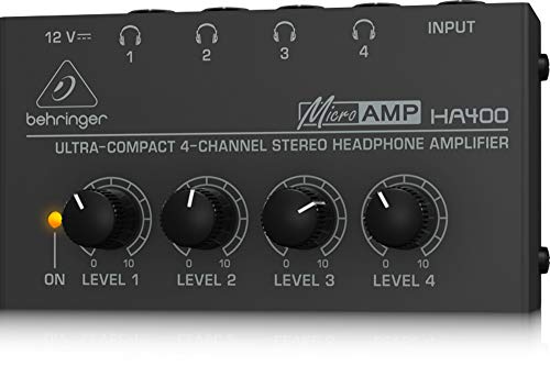 Best Budget Headphone Amp Buyer's Guide - Behringer Microamp HA400 Ultra-Compact 4-Channel Stereo Headphone Amplifier