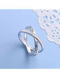 Anillo de plata de ley S925 con cruz de infinito para mujer