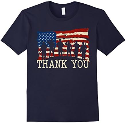 Mens American Flag TShirts Thank you Veterans 3XL Navy