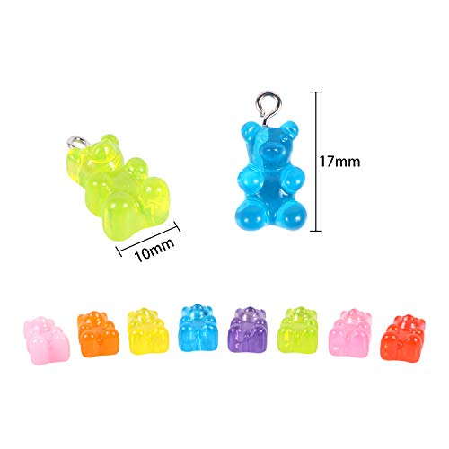 Resin Gummy Bear Pendant, BENBO 40Pcs 8 Colors Cartoon Bear Keychain Pendants Necklace Bear Candy Charm for DIY Jewelry Making Crafting - Thumbnail 2