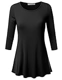 DRESSIS Womens 3/4 Sleeve Flare Hem Swing Tunic Top
