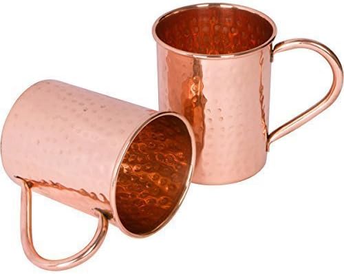 Pure Copper Moscow Mule Solid Handcrafted Hammered Mugs / Cup For Healing Ayurvedic Product, Set of 2 ,16 Oz, Copper Cups for Moscow Mules, Food Safe Pure Solid Copper Mugs, Gift Set