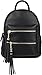 B BRENTANO Vegan Multi-Zipper Top Handle Mini Backpack with Tassel Accents (Black)