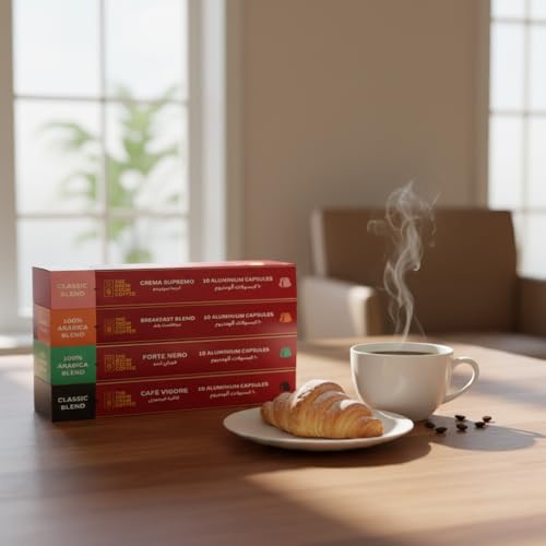 The Brew Crew Coffee Nespresso Compatible Capsules Variety Pack | 40 Count | 4 Signature Flavors: Breakfast Blend, Crema Supremo, Café Vigore & Forte Nero | Rich Bold Flavors with Creamy Finish